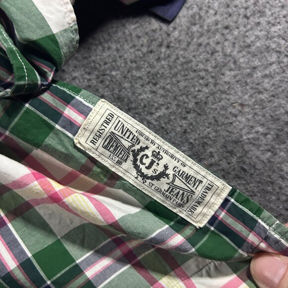 DANIEL CREMIEUX SHIRT PLAID GREEN PINK COLORFUL Y2k Vintage Large - Picture 5 of 13